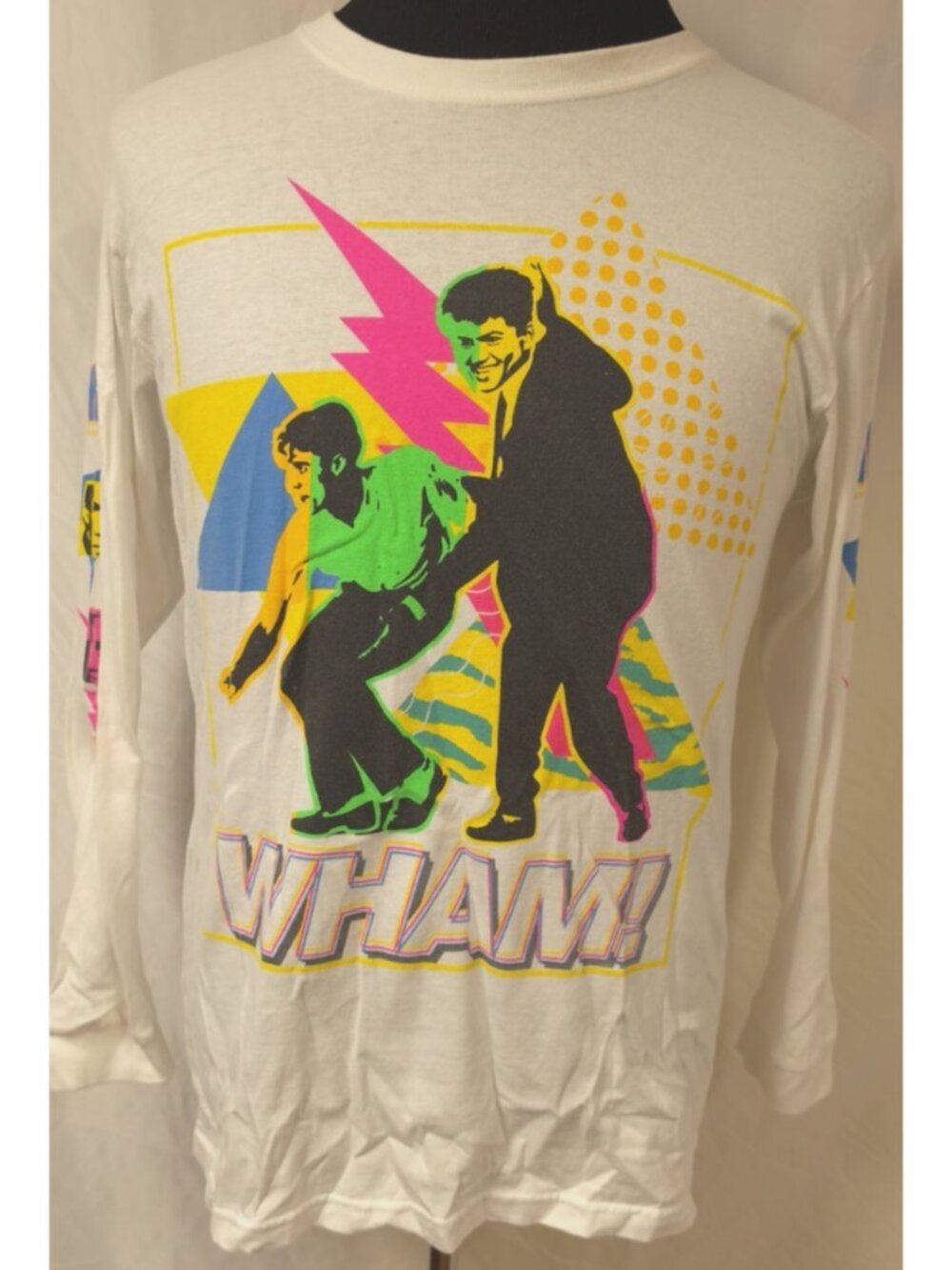 Wham White 80s Band T Shirt Wake Me Up Before You Go George Michael 2018 Sz (M)